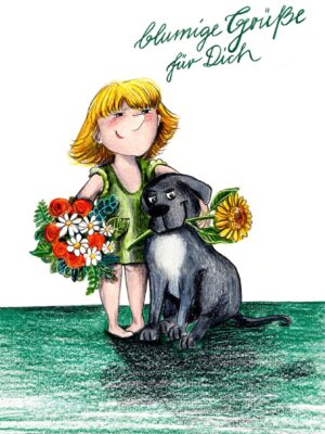 Blumige Grüße für Dich - Postkarte klein