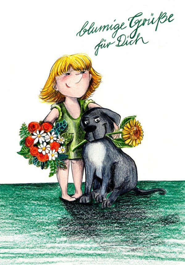 Blumige Grüße für Dich - Postkarte klein