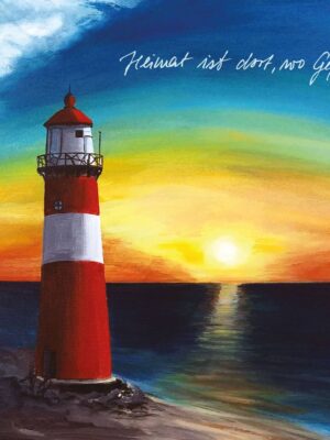 Leuchtturm - Heimat ist dort wo Gefühle sind! - Postkarte klein