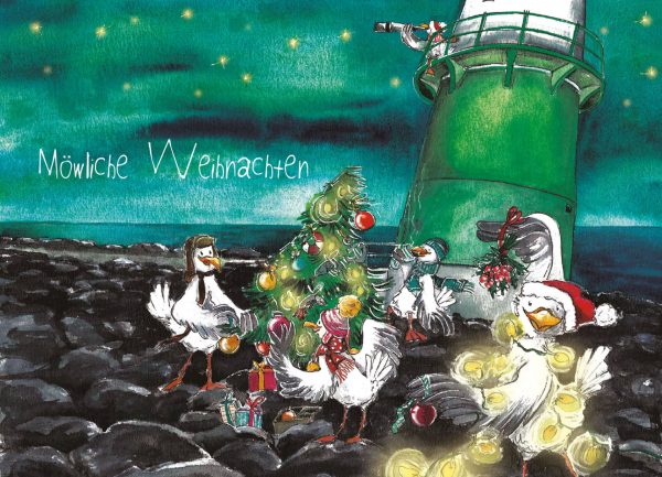 Möwliche Weihnachten - Postkarte klein