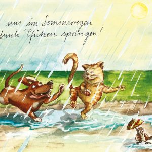 Lass uns im Sommerregen durch Pfützen springen - Postkarte klein