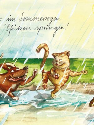 Lass uns im Sommerregen durch Pfützen springen - Postkarte klein