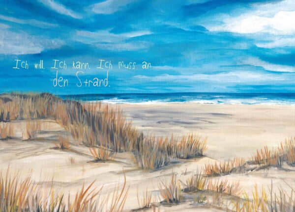Ich will an den Strand - Postkarte klein