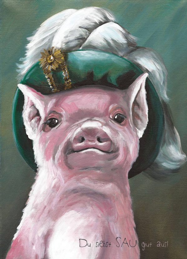 Schwein - Postkarte klein