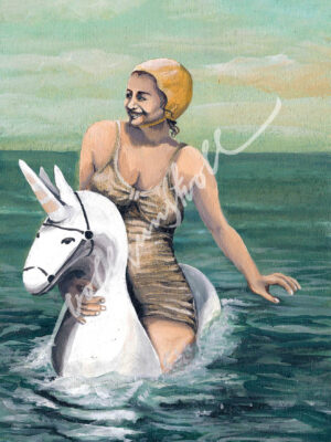 Original - Retro "Einhorn" - Original Acrylbild auf Holz - handsigniert und versiegelt.
