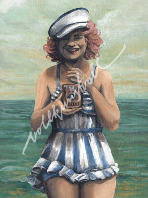 Retro “Frau mit Kamera" - Kunstdruck