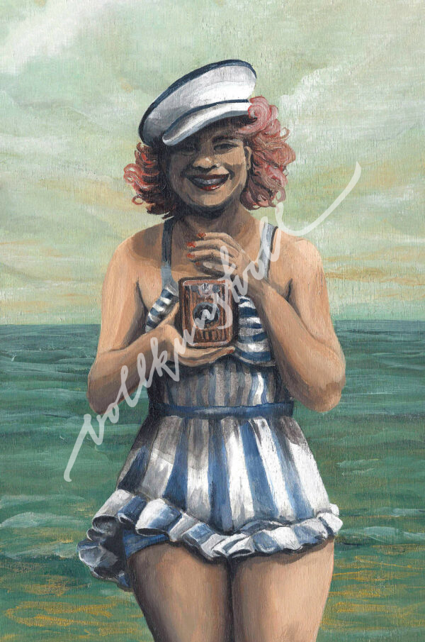 Retro “Frau mit Kamera" - Kunstdruck