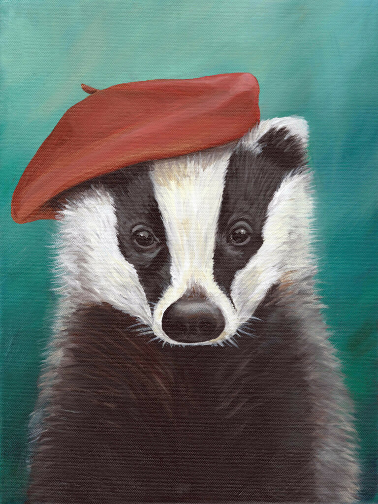 Tiere mit Hut - gemalt mit Acrylfarbe