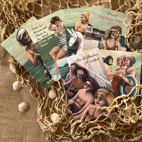 Set "attraktive Ladys" - Set Postkarte groß
