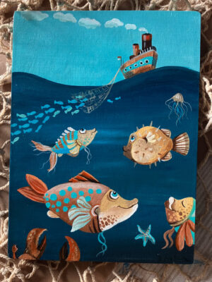 Original - Meeresfische - Original in Acryl auf Holz - handsigniert und versiegelt.