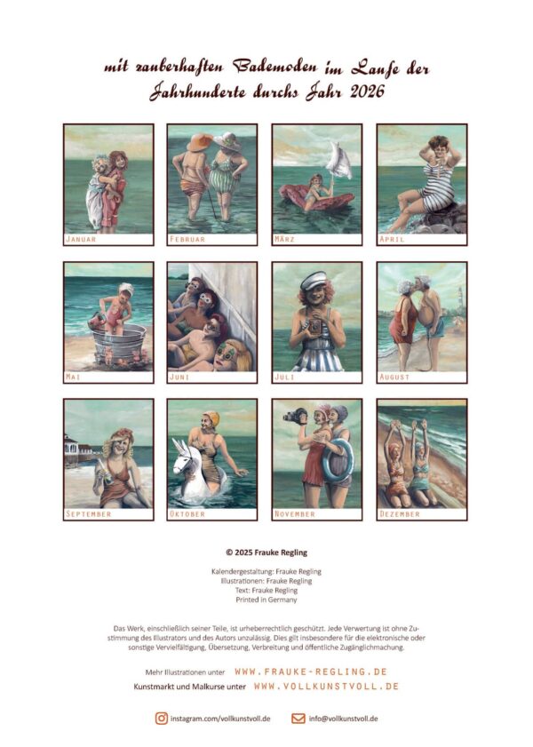 Kalender - retro Bademoden - Wandkalender