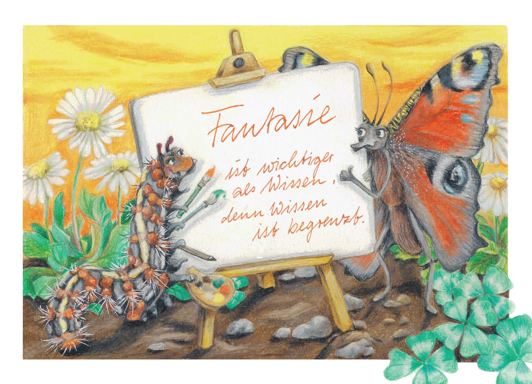 Fantasie ist wichtiger als Wissen Fantasie ist wichtiger als Wissen - Postkarte klein